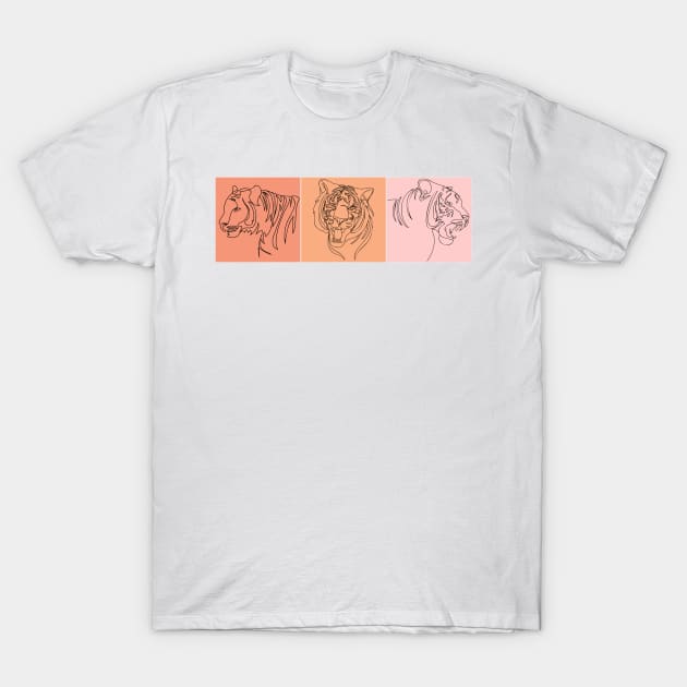 Tiger face line art T-Shirt by AnnArtshock